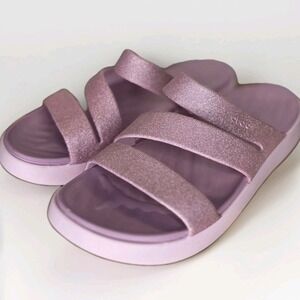 CROCS Getaway Glitter Strappy Slide Platform 210446 Pink Milk Size 10 Sandal